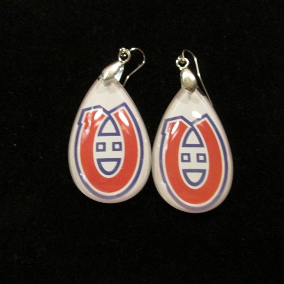 Montreal Canadiens Glass Tear Drop Earrings & Necklace Set - Picture 3 of 4